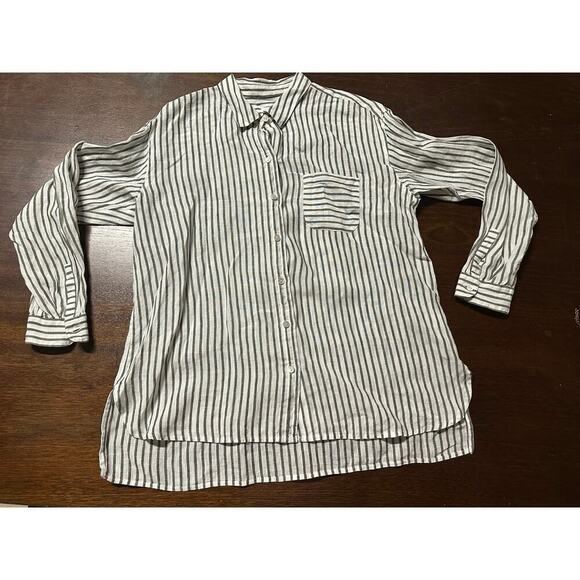 J Jill Love Linen Blouse Top Women Medium Beach Vacation Lagenlook Cottage Core - Picture 1 of 9